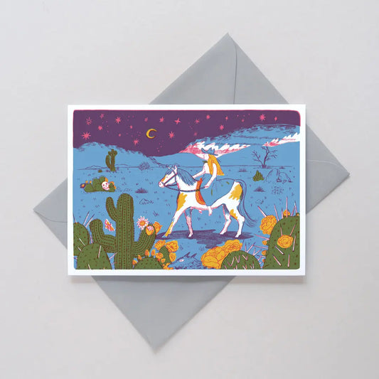 Cowgirl Chequerboard Greeting Card