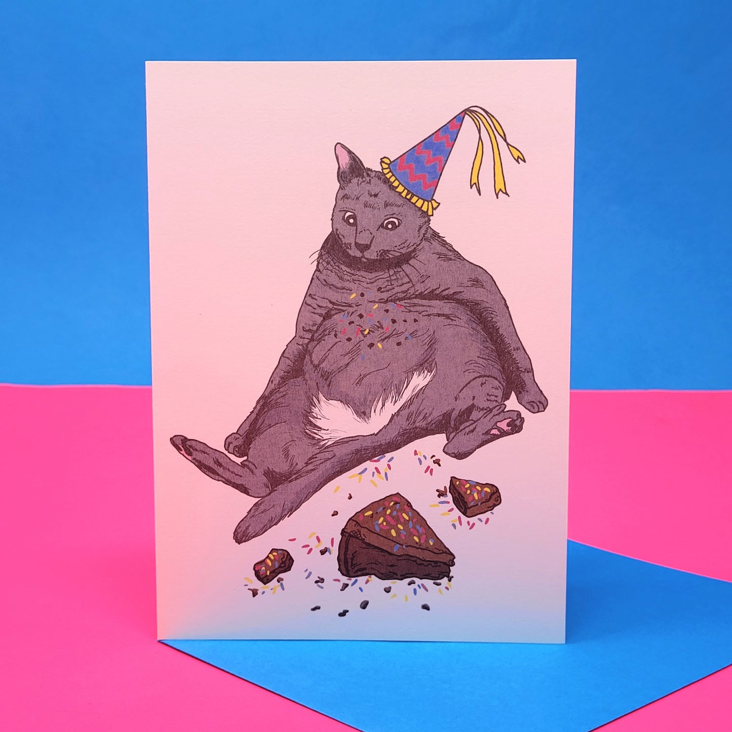 Birthday Fat Cat Greeting Card