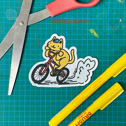 Biker Cat Vinyl Sticker