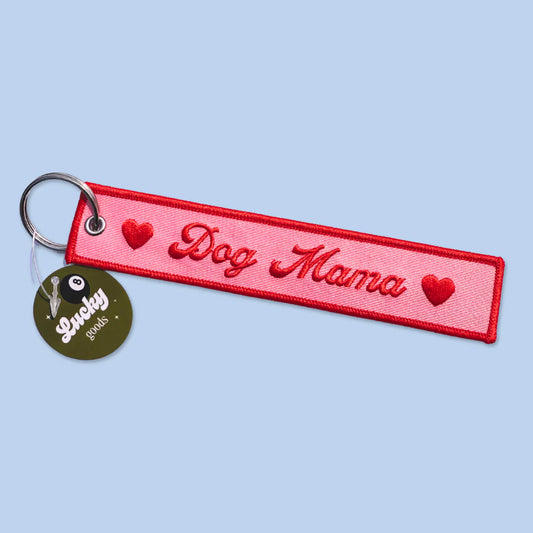 Dog Mama Embroidered Keychain