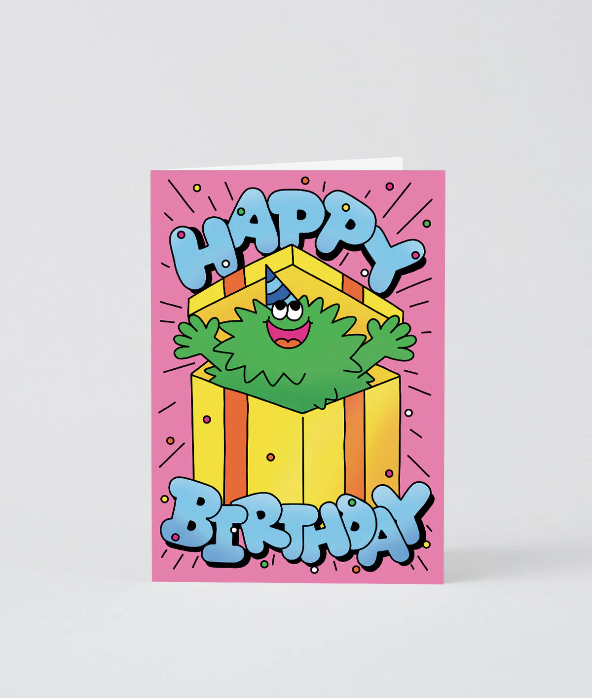Happy Birthday Guy In Present - Greeting Card