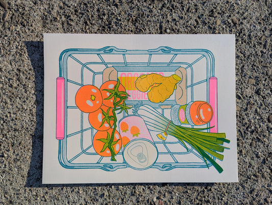 Tomato Egg Risograph Print