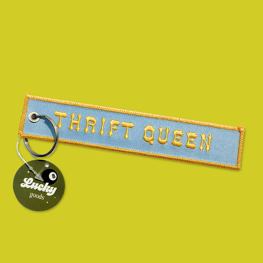 Thrift Queen Embroidered Keychain