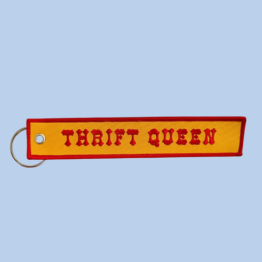 Thrift Queen Embroidered Keychain