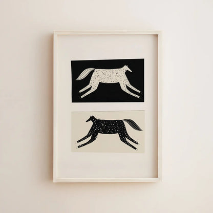 Black and White Horse Print