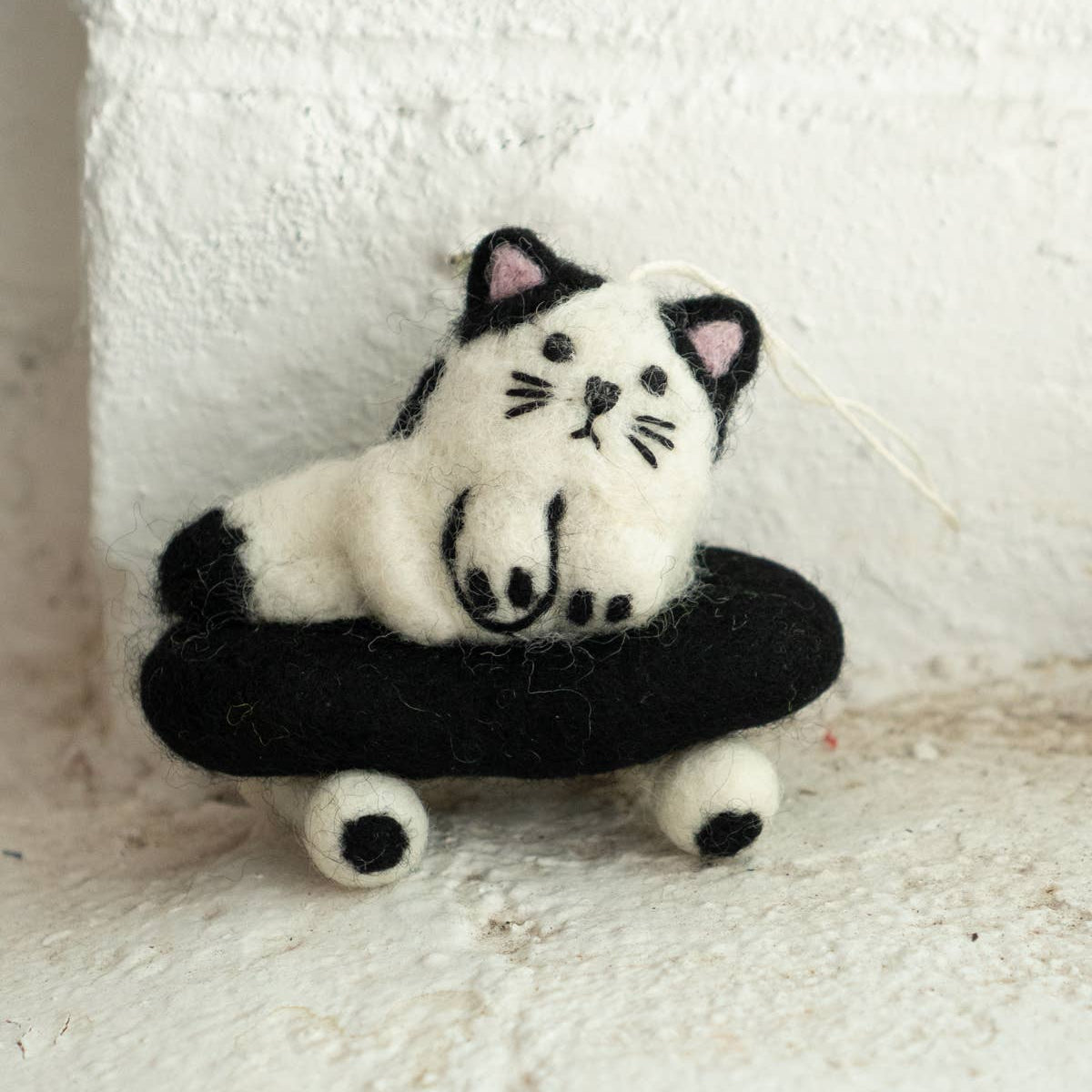 Sk8 Cat Felted Wool Ornament