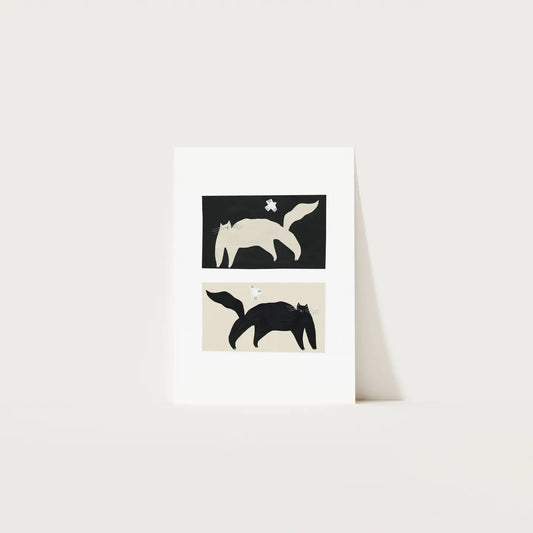 Black and White Cats Print