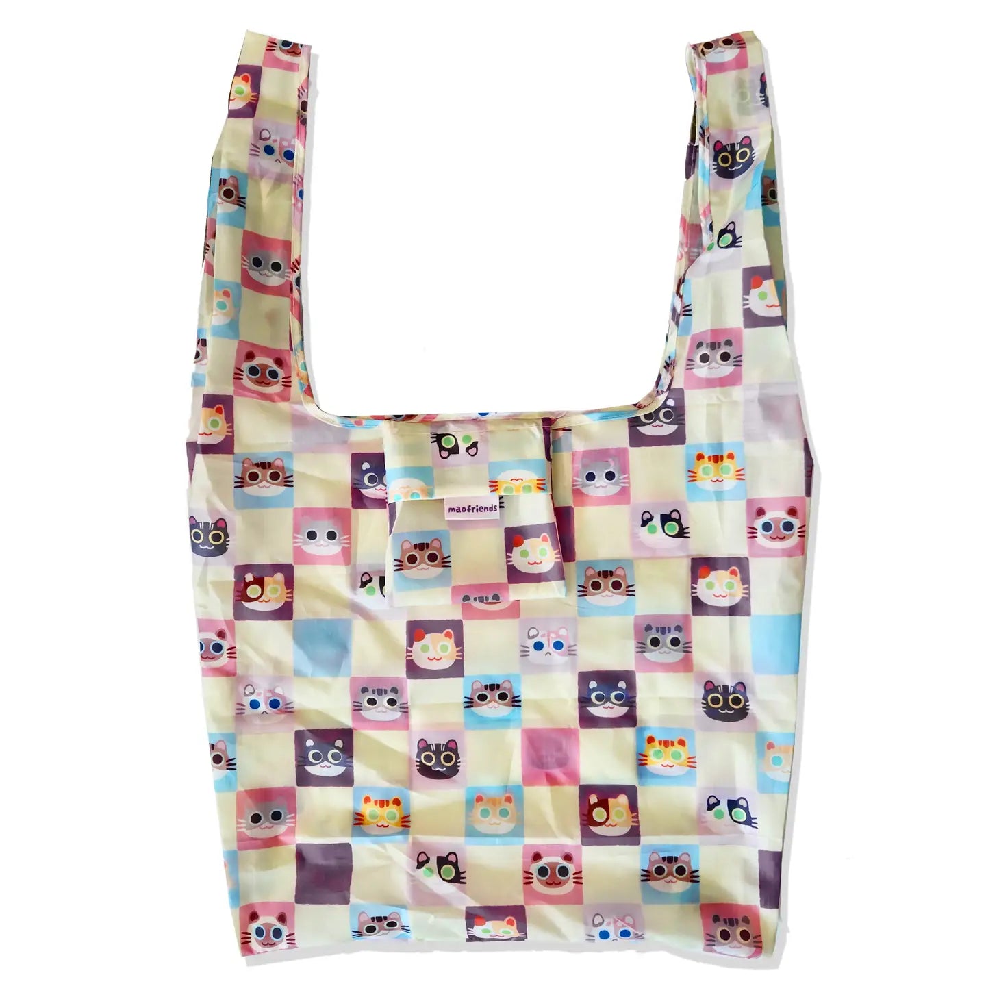Reusable Grocery Shopping Bag- Pastel Cats