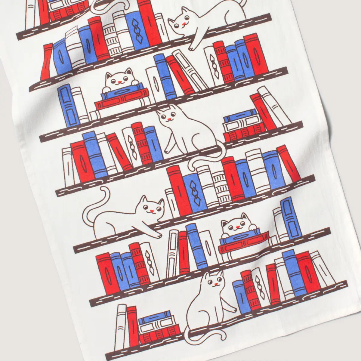 Bookshelf Cat Tea Towel