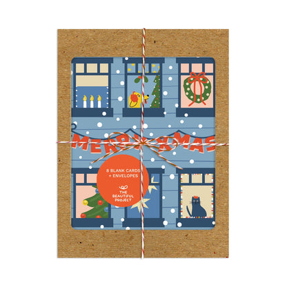 Merry X-Mas Holiday Apartment Windows Card