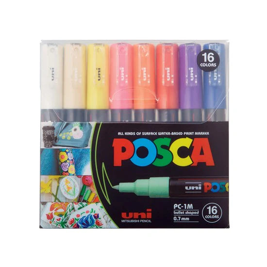 Paint Marker Set, PC-1M Extra Fine Bullet - Basic (16 Colors)
