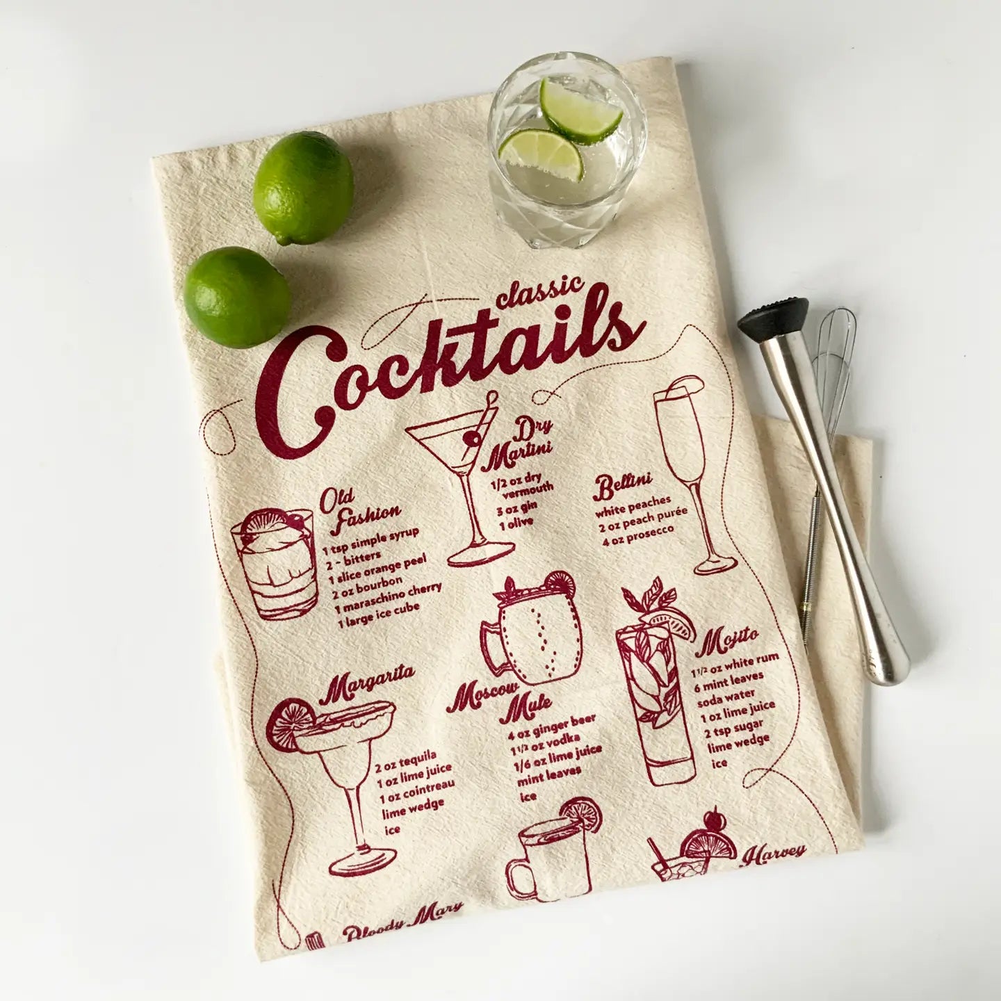 Cocktails Tea Towel