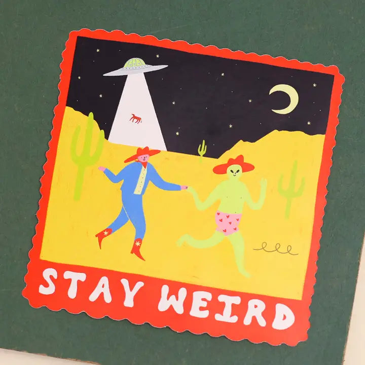 Stay Weird Cowboy Alien Vinyl Sticker