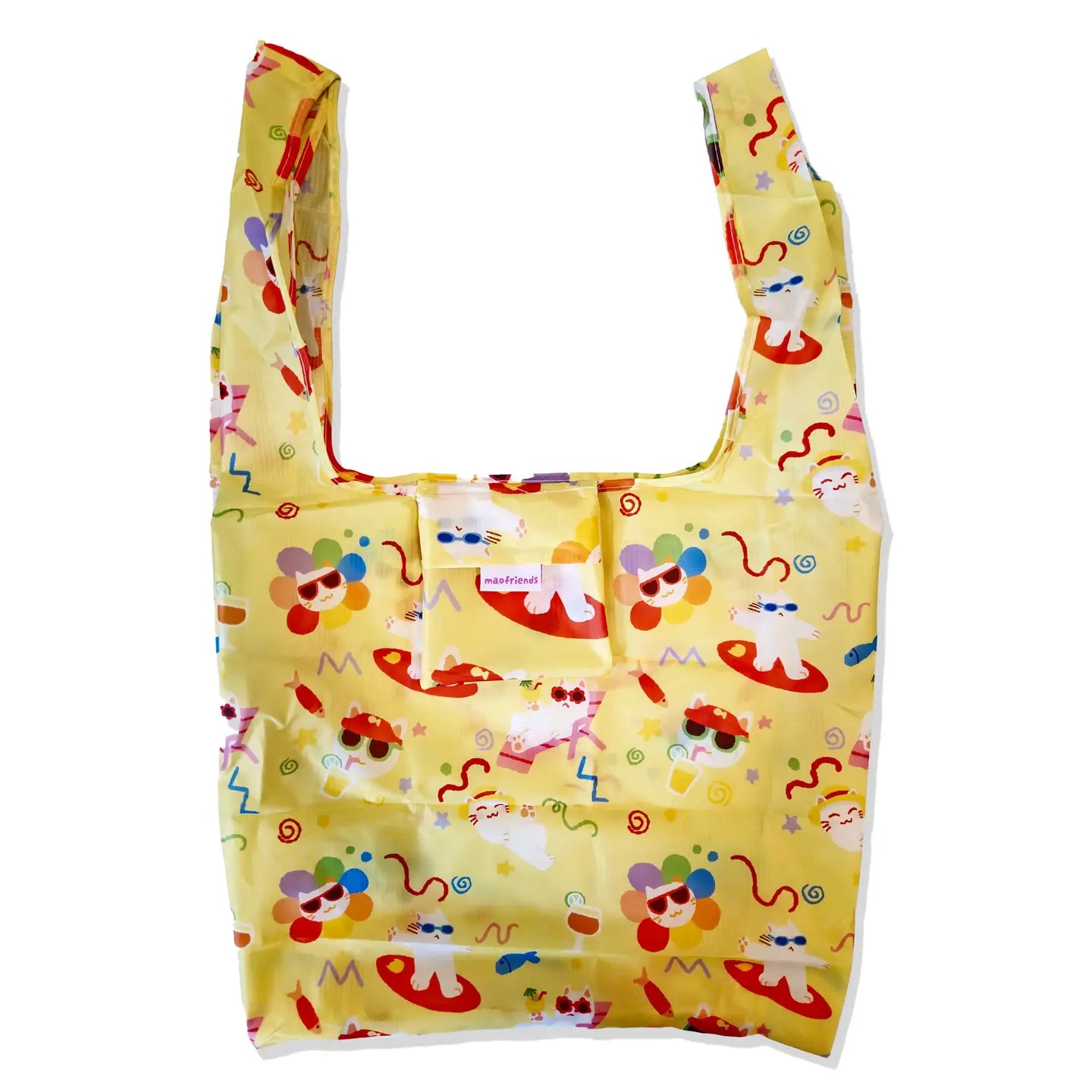 Reusable Grocery Shopping Bag- Vacation Cat
