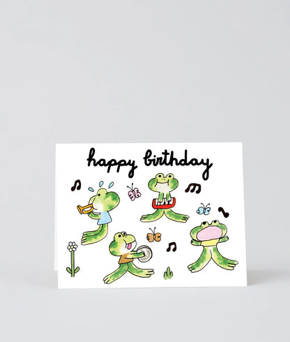 Happy Birthday Frog Band Kids Birthday Card