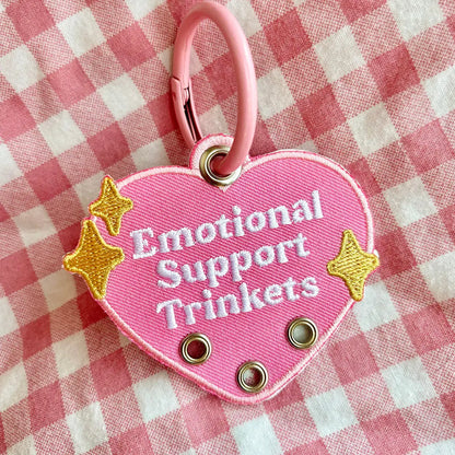 Emotional Support Trinkets Heart (Pink) - Embroidered Keychain
