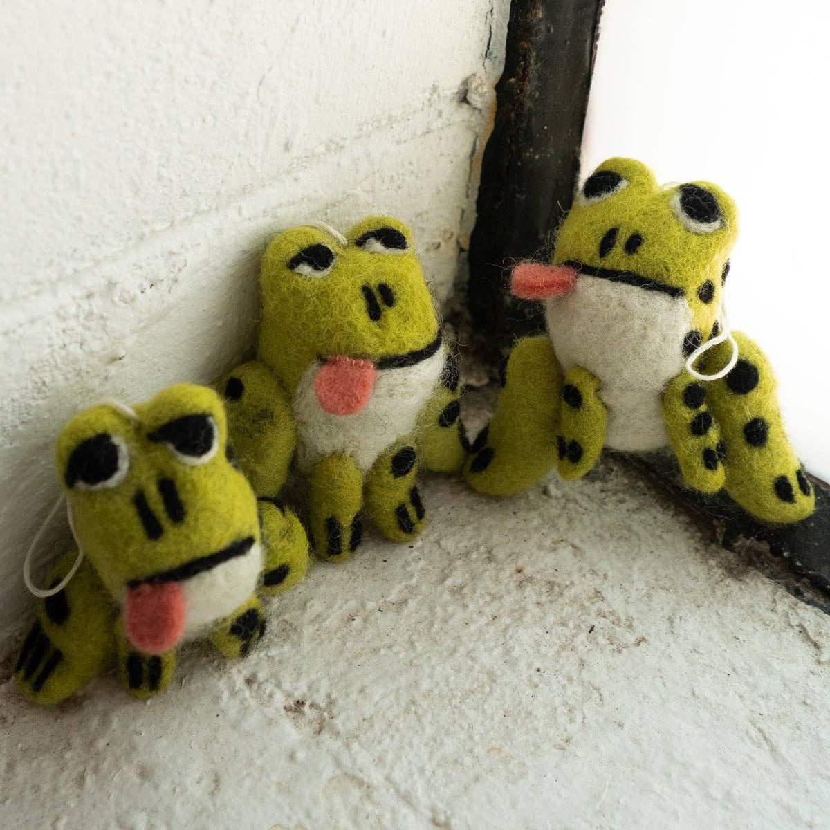 Dopey Frog Felted Wool Ornament