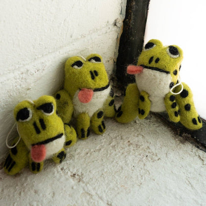 Dopey Frog Felted Wool Ornament