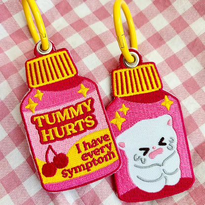 Tummy Hurts Medicine - Embroidered Keychain