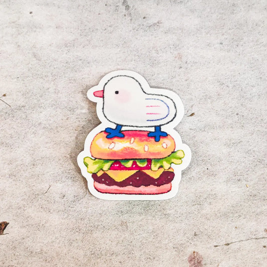 Glossy Seagull Burger Vinyl Sticker