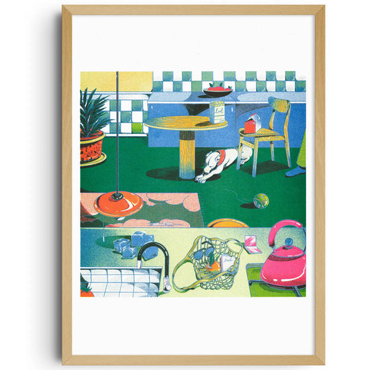 Quad in Room Beya Panicha Risograph A3 Print
