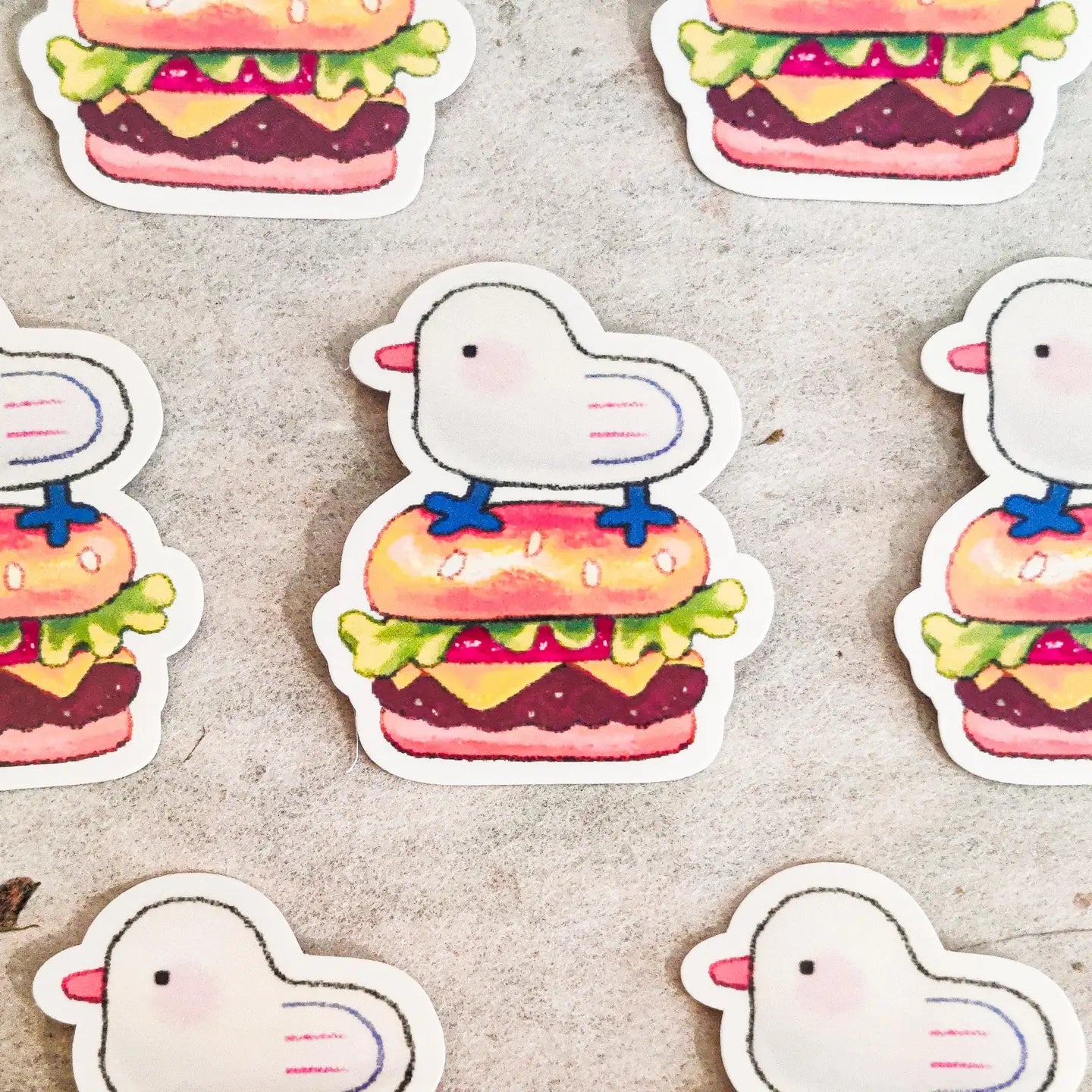 Glossy Seagull Burger Vinyl Sticker