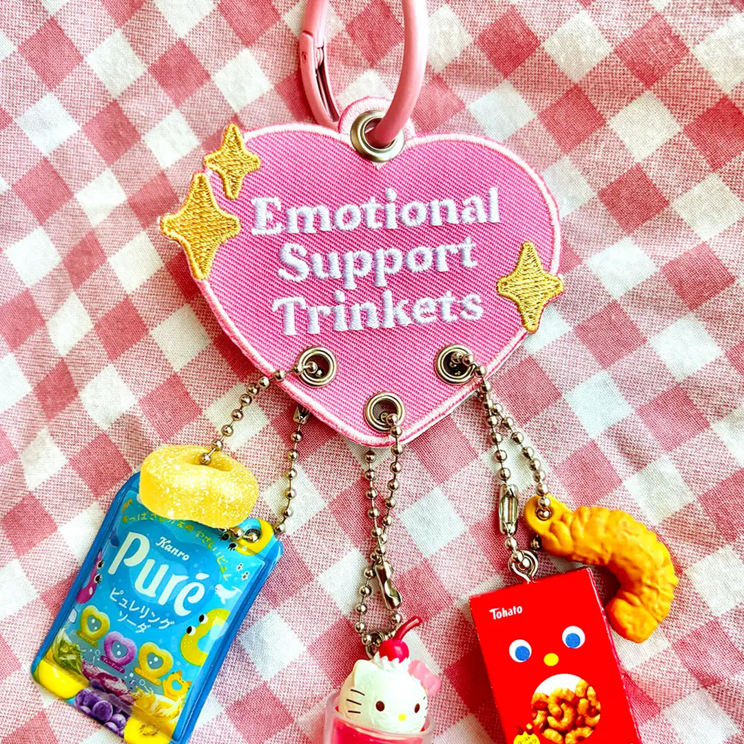 Emotional Support Trinkets Heart (Pink) - Embroidered Keychain