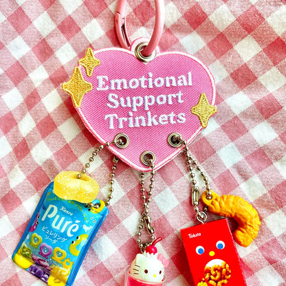 Emotional Support Trinkets Heart (Pink) - Embroidered Keychain