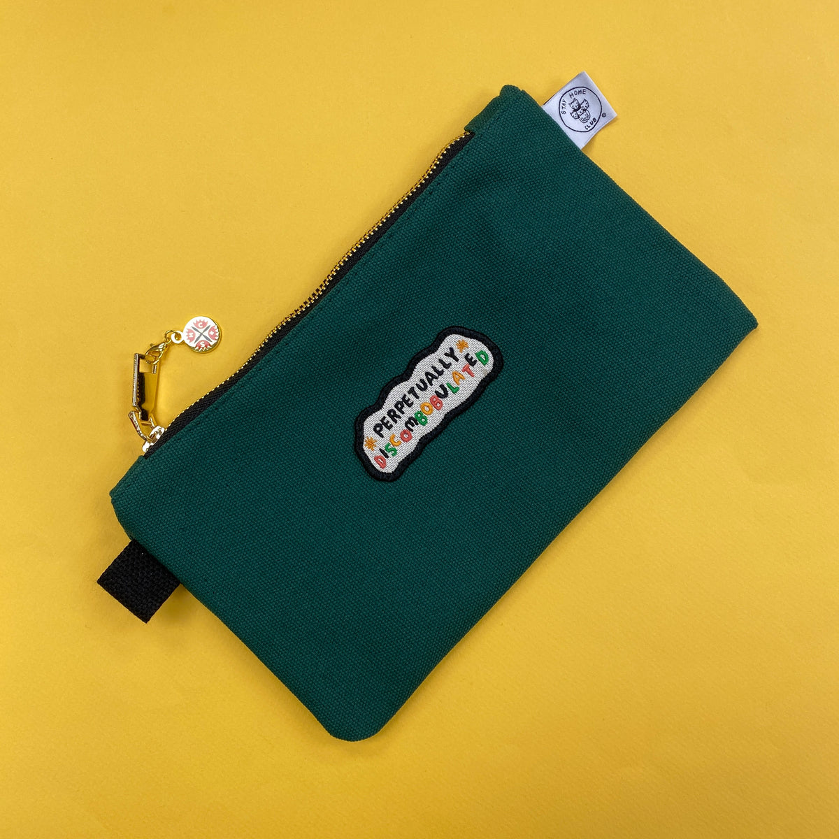Patched Canvas Zipper Pouch