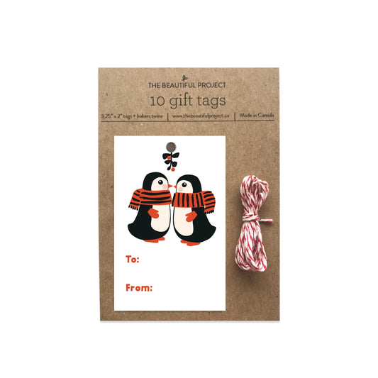 Penguin Kisses Holiday Christmas Gift Tags Set of 10