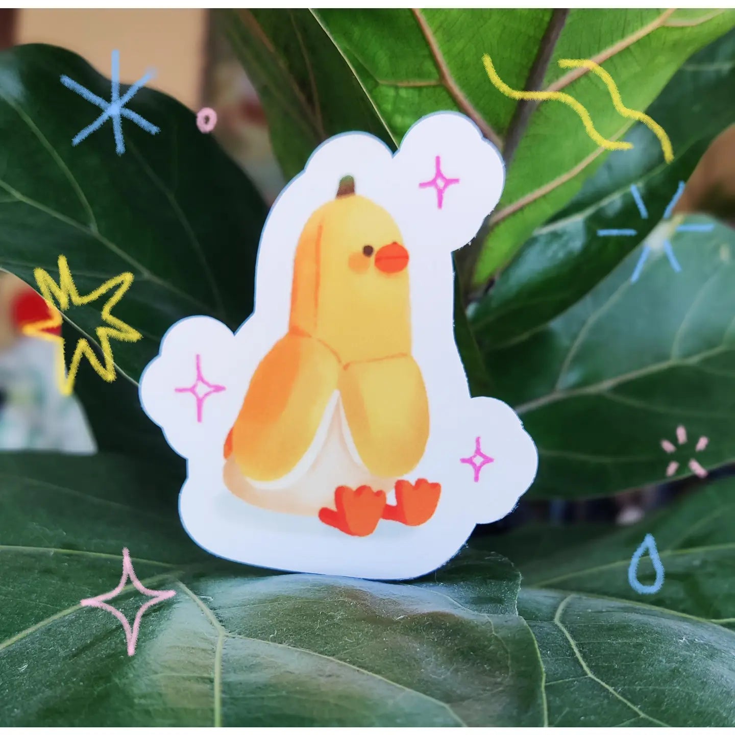Glossy Banana Duck Vinyl Sticker