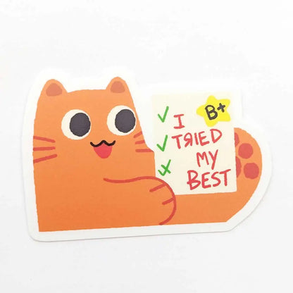 I Tried Orange Cat Vinyl Sticker