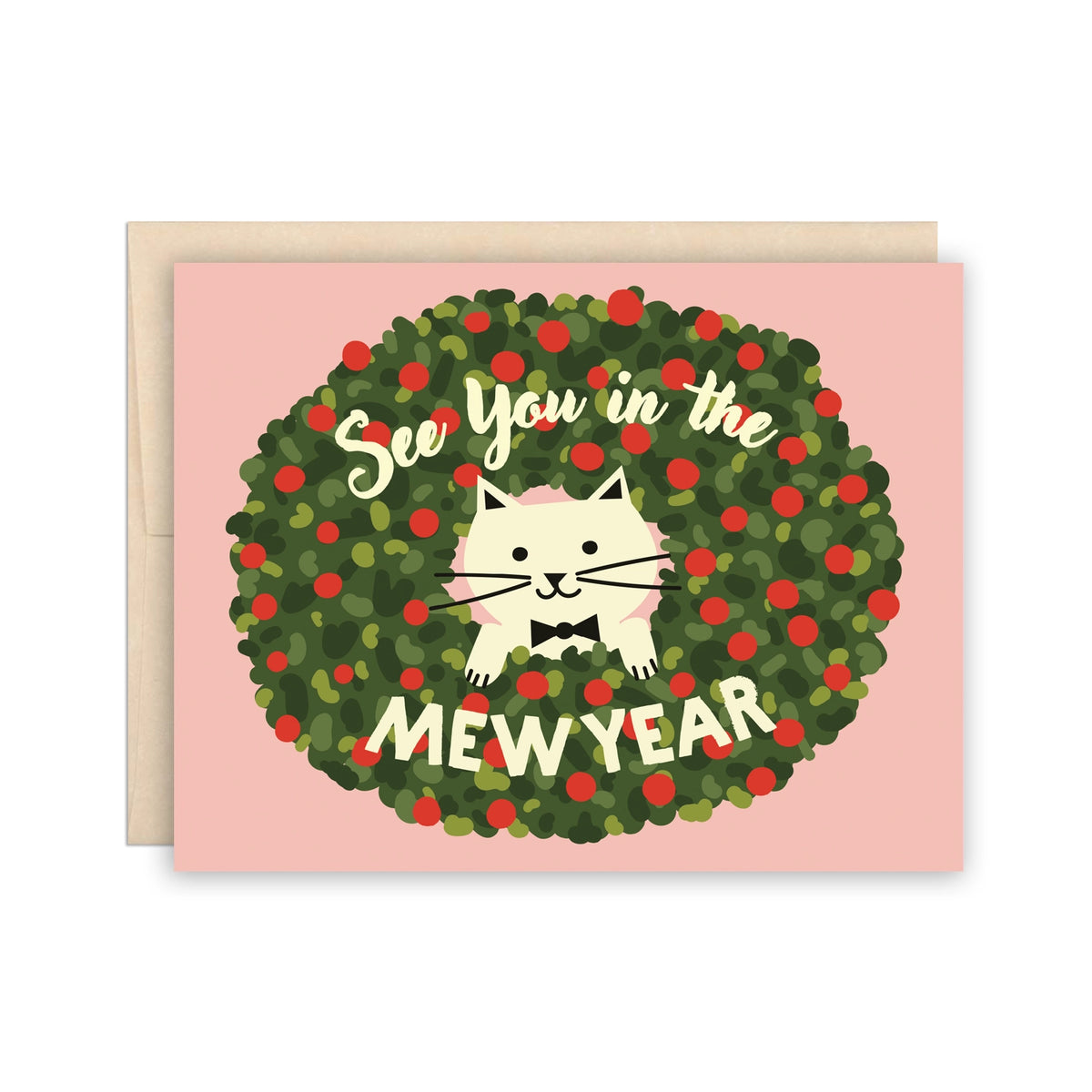 Funny Cute Cat Pun Holiday New Year Christmas Greeting Card