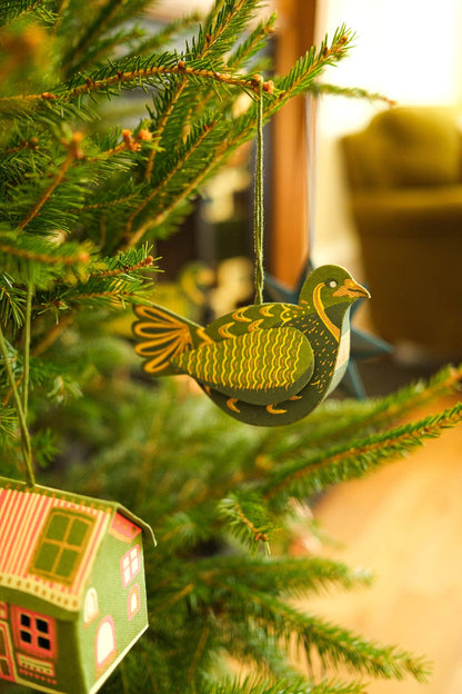 Partridge Screen-Printed Board Decoration