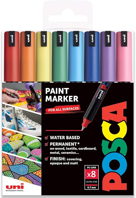 Paint Marker Set, PC-1MR Extra Fine - Basic (8 Colors)