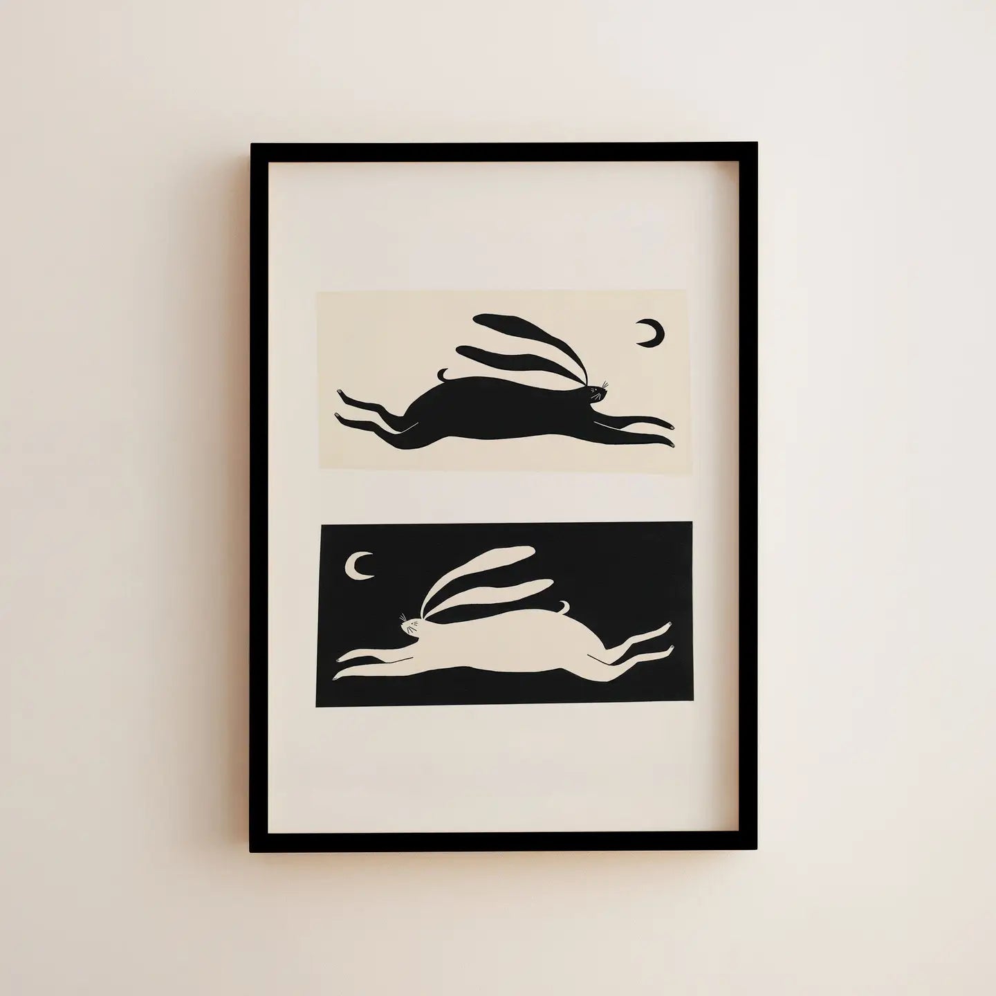 Black and White Rabbit Art Print
