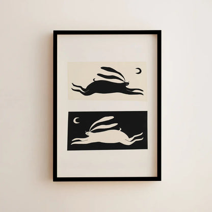 Black and White Rabbit Art Print