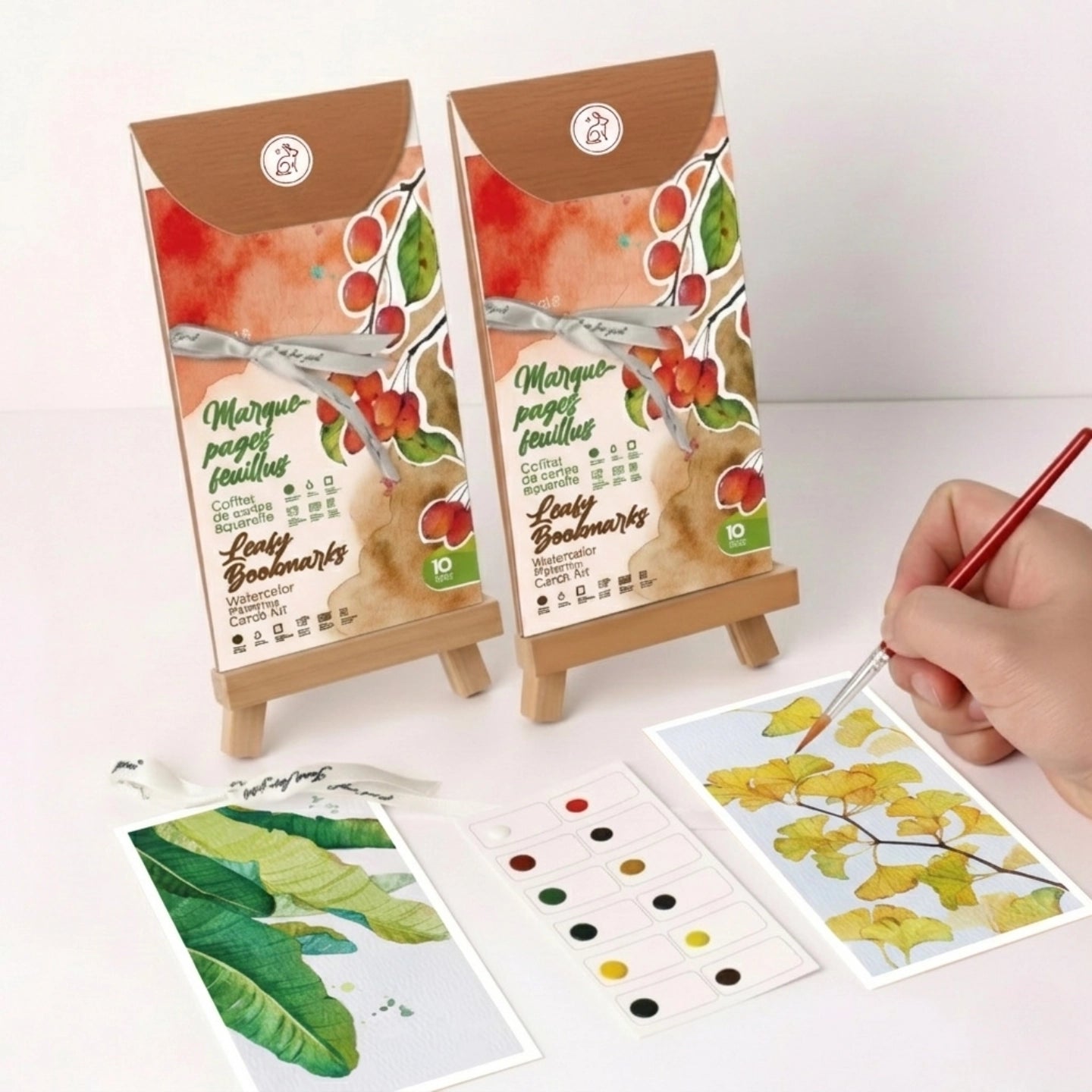 Watercolour Painting Cards Kit - Leafy Bookmarks