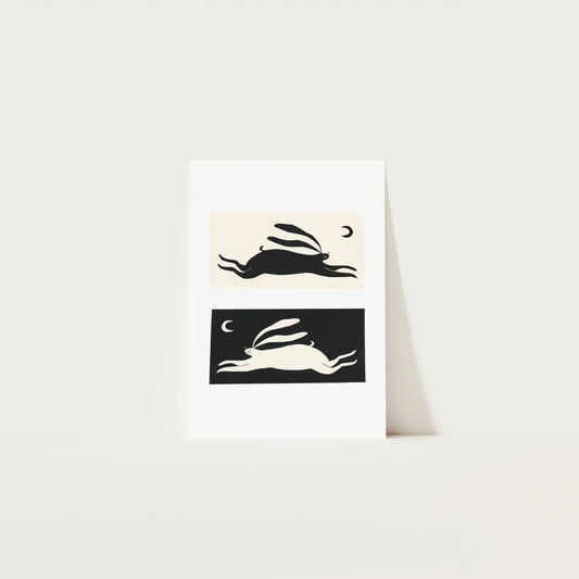 Black and White Rabbit Art Print