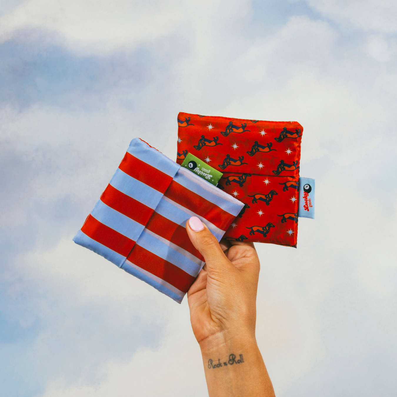 Blue & Maroon Stripes Foldable Nylon Tote