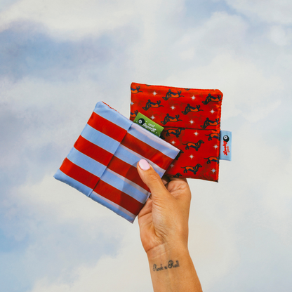 Blue & Maroon Stripes Foldable Nylon Tote