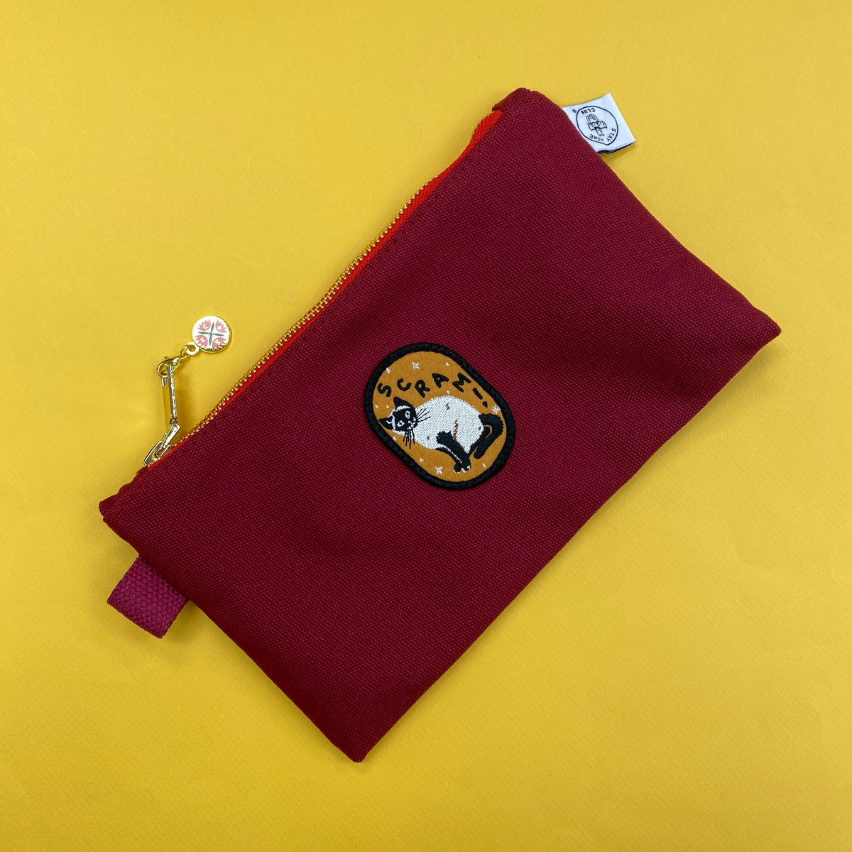 Patched Canvas Zipper Pouch