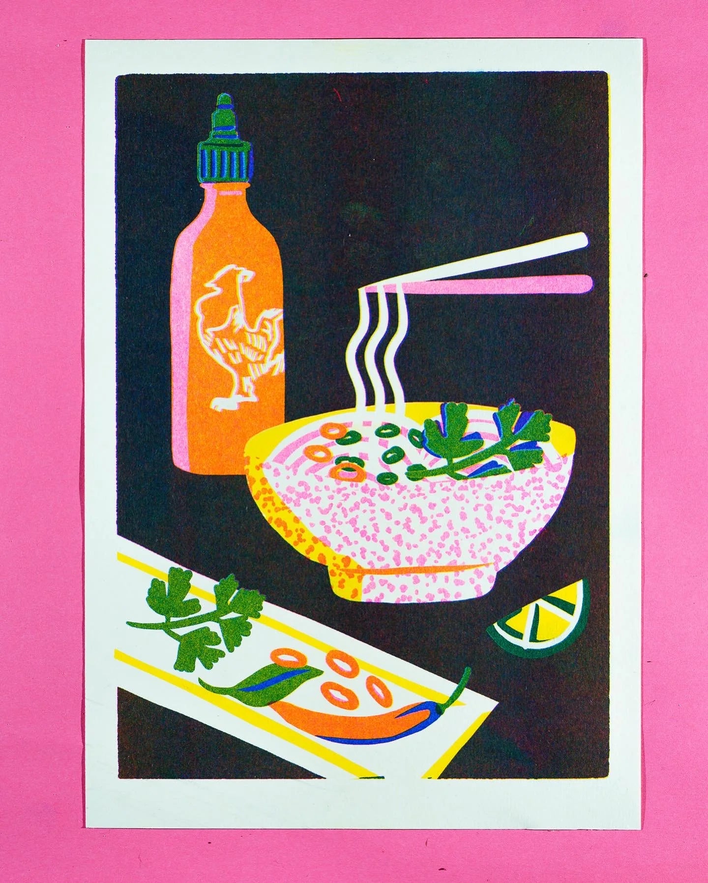 Noodle Risograph Print