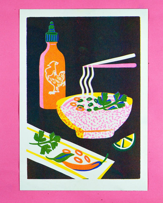 Noodle Risograph Print