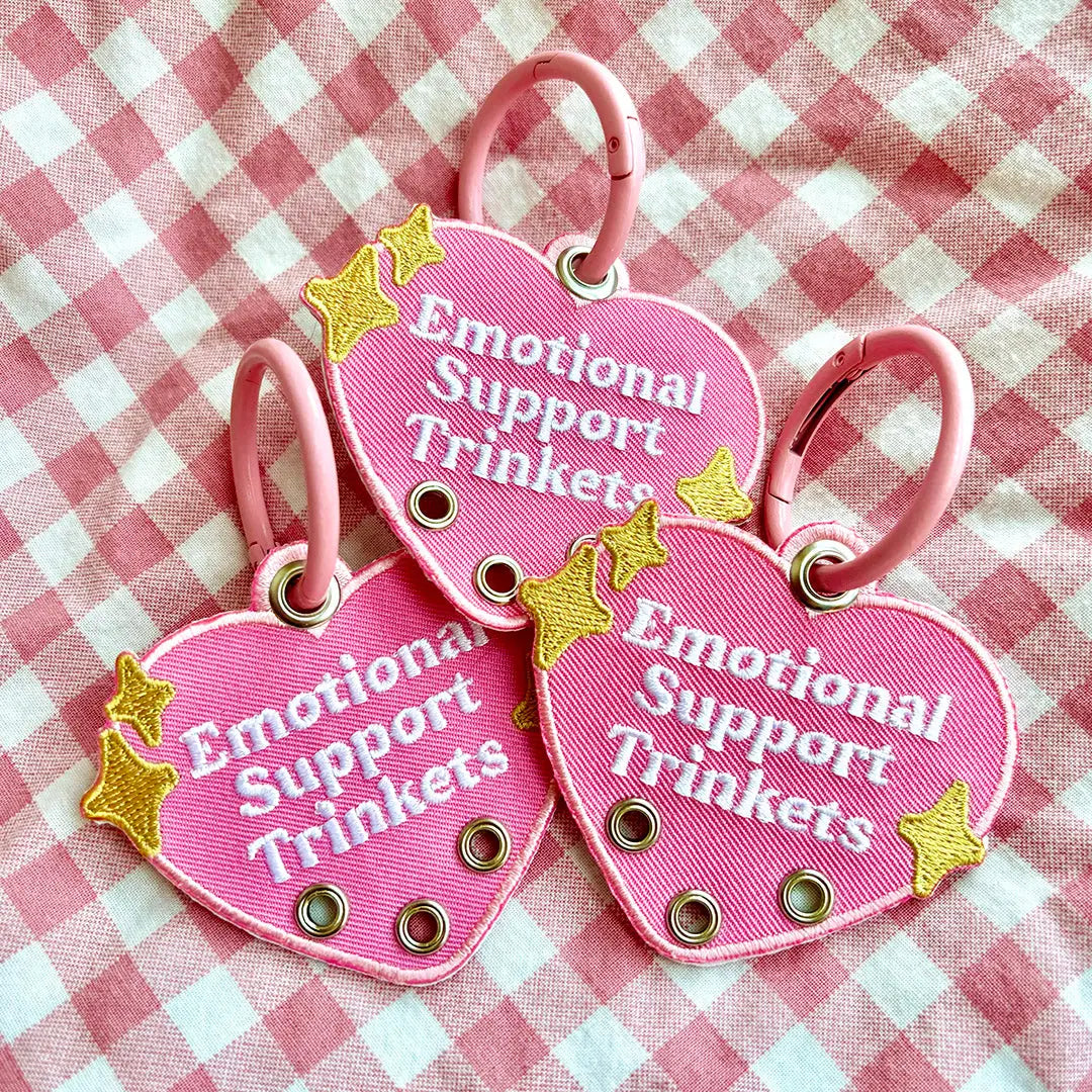 Emotional Support Trinkets Heart (Pink) - Embroidered Keychain