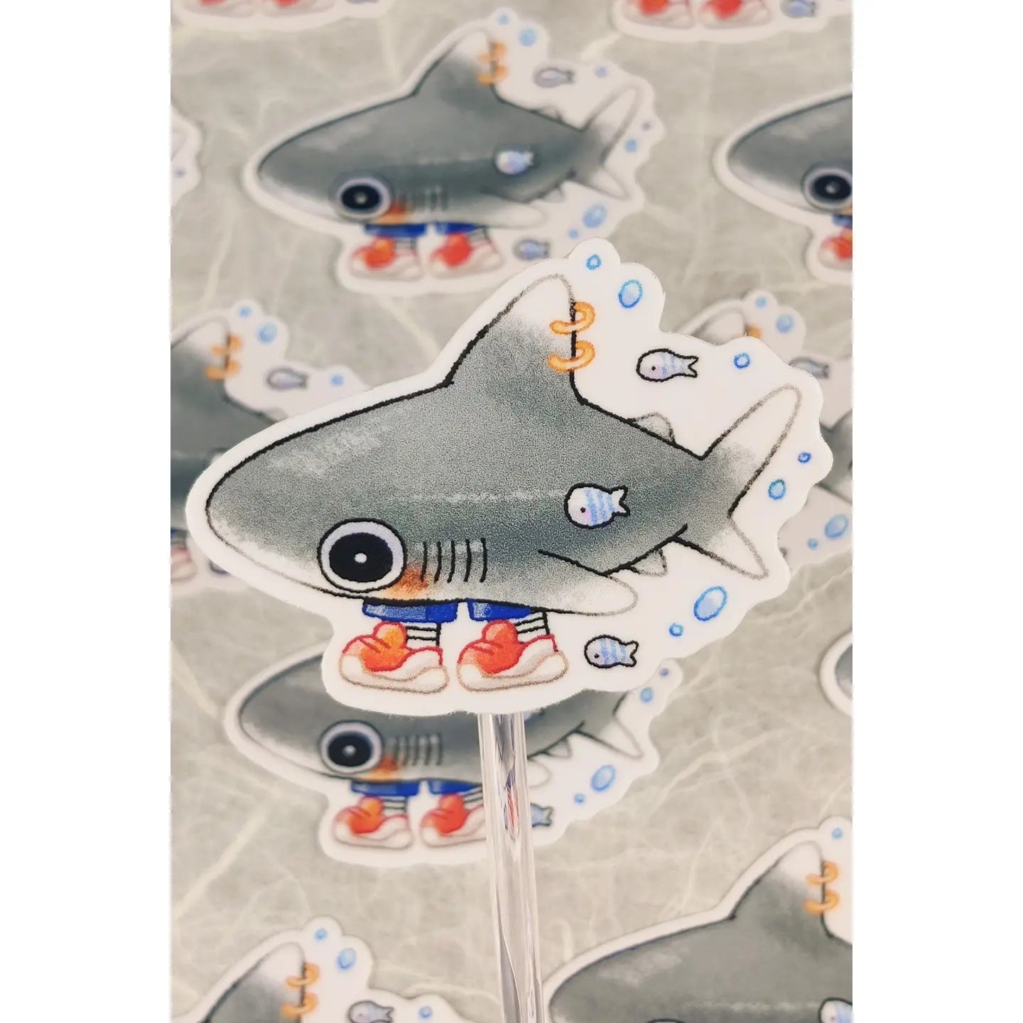 Glossy Sneaker-Head Shark Vinyl Sticker