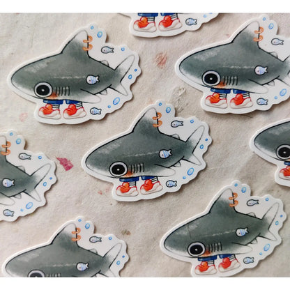 Glossy Sneaker-Head Shark Vinyl Sticker