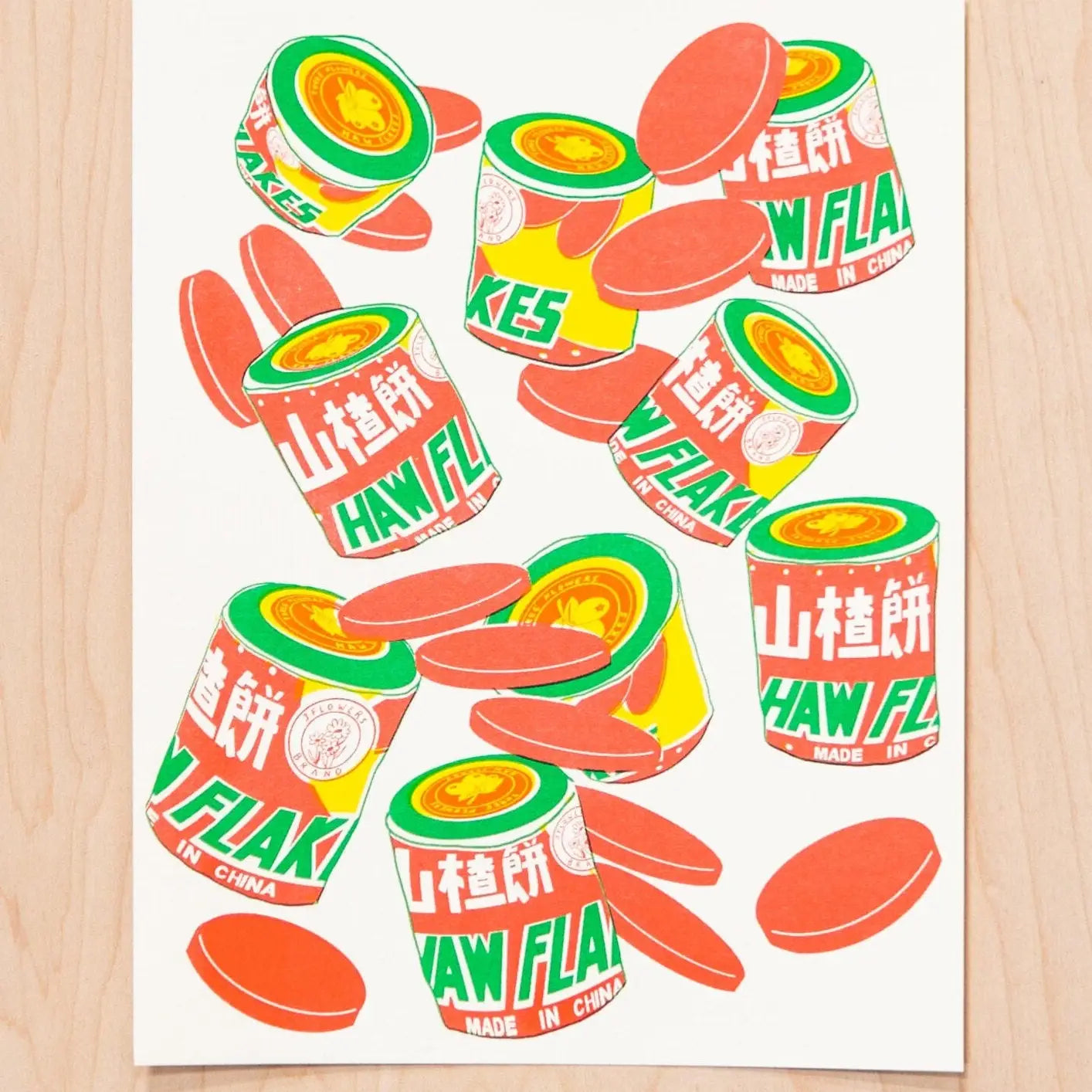 Haw Flake Risograph Print