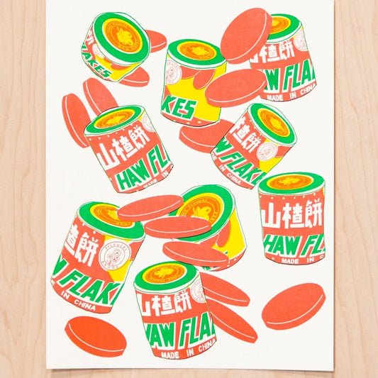 Haw Flake Risograph Print