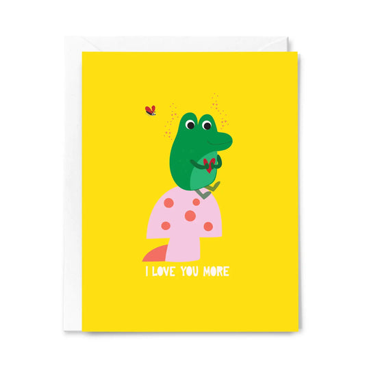 Love You More Valentine’S Day Card – Cute Frog On Mushroom